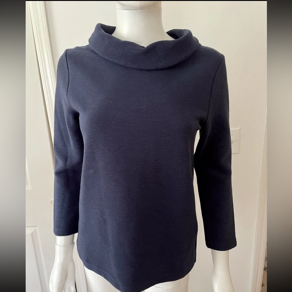 NWT Hobbs London Carlota Navy Blue Roll Neck Ribbed Top US 6